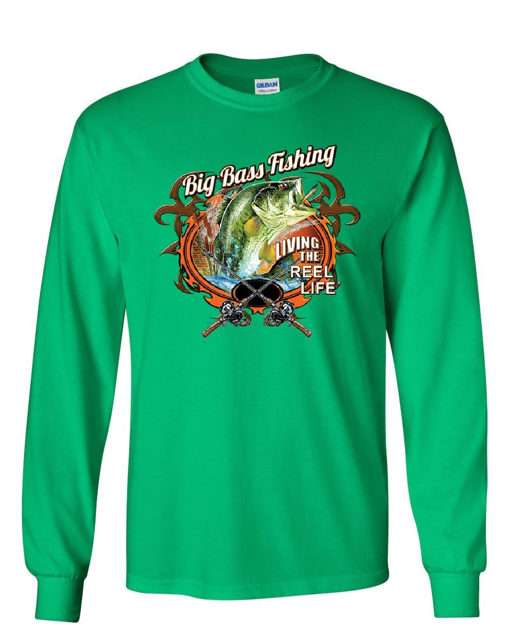 Big Bass Fishing Long Sleeve T-Shirt Living The Reel Life