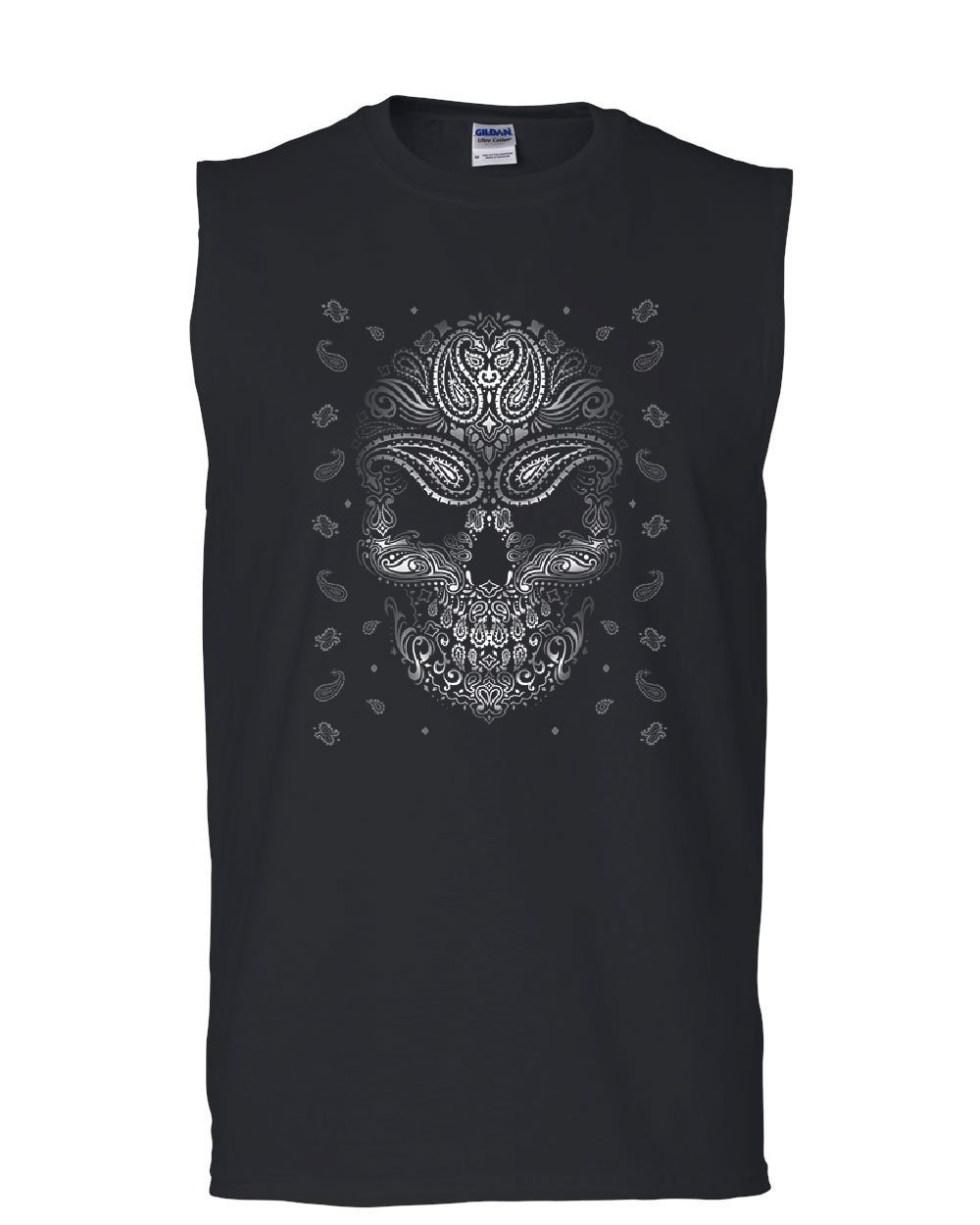Tee Hunt Bandana Skull Face Muscle Shirt Gangsta Badass Swag Urban Skeleton Sleeveless 